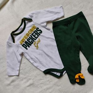 Green Bay Packers Baby Onesie & Pants Set | Awesome Packers Girl Outfit | 3-6M